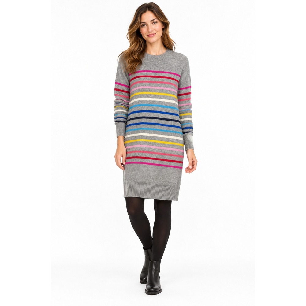 Gap Crazy Stripe Sweater Dress S Gray Wool Blend Rainbow Preppy Long Sleeve